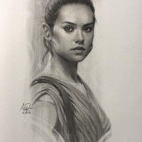 #Dessin Rey star wars le réveil de la force par #Artgerm au #Fusain Daisy Ridley