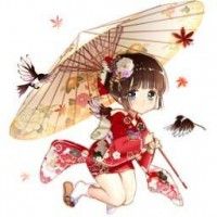 #Dessin fille japon #Kimono ombrelle par Miteddy #Manga