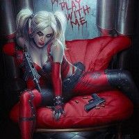 Tu veux jouer avec #HarleyQuinn ? #Dessin de Admira_Wijaya #Batman #DcComics