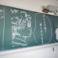 #Dessin à la craie Haikyuu au tableau au Japon