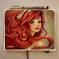 #Encrage #Ariel #LaPetiteSirène au #Feutre liner #PigmaMicron 005 par Nummyumy #Dessin