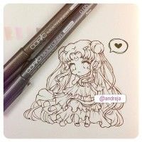 #Dessin #SailorMoon #Chibi #Encrage au #CopicMultiliner par andreja #Manga