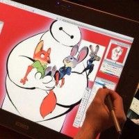 #NickWilde et #JudyHopps dans les bras de #Baymax #Zootopie #LesNouveauxHéros #Dessin de Byron Howard