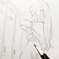 #Dessin fille se déshabillant au vestiaire par EISAKUSAKU #Manga