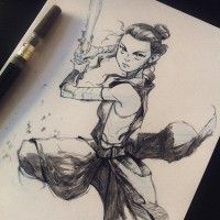 Rey #StarWarsLeRéveilDeLaForce #Dessin au #FeutrePinceau #ColorBrush #Pentel par Carlos fabian Villa