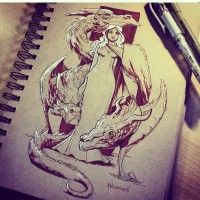Daenerys Targaryen mère des dragons  #GameOfThrones #EmiliaClarke dessin de Brian Kesinger #Encrage #PigmaMicron
