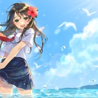 fille plage été vacance #Dessin de morikuraen #Manga
