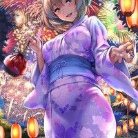 fille #Kimono #Fête feux d'artifice #Dessin piromizu #Manga
