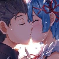kiss natsuki subaru et rem #Maid #Re:zero kara hajimeru isekai seikatsu #Fanart #Dessin hasaya #Manga
