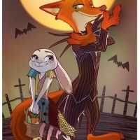 #Zootopie #Halloween #Dessin #Fanart chigico_u #NickWilde #JudyHopps