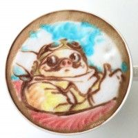 Dessin #PorcoRosso en Café Latte Art par Nowtoo #StudioGhibli