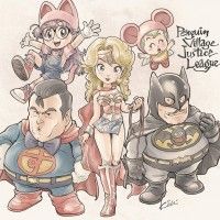 #DrSlump le village Pingouin en #JusticeLeague #Dessin #Fanart Kiichi #Manga #Comic