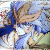 Milo Chevalier d'or du scorpion #Dessin sur #Shikishi par chamarusaku #SaintSeiya #LesChevaliersDuZodiaque