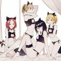 Filles en #Lingeries #Chat #Dessin ヤサイ #Manga