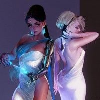 #Overwatch Symetra et Mercy sexy en drapés #Dessin #Fanart chatakora