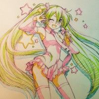 Anniversaire le 9 mars de #MikuHatsune dessin fusuke208 #CrayonDeCouleur #Vocaloid