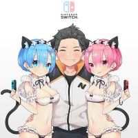 #Re:zero kara Hajimeru Isekai Seikatsu Starting Life in Another World Rem et Ram jouent à la Nintendo Switch #Dessin ayamy_garubinu