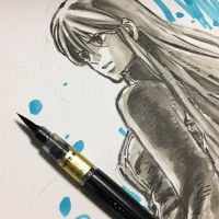 #Dessin #TerumiNishii au #PinceauCalligraphique #Manga