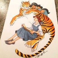 #LaBelleEtLaBête #Aladdin Jasmine tigre Rajah #Dessin Mindyleedoodles