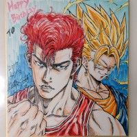 #Dessin sur #Shikishi #SlamDunk #DragonBallZ #Manga #Anime