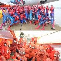 Un avion rempli de cosplayeurs #SpiderMan