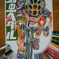 En selle Sakamichi #YowamushiPedal dessin Red_R718 #CrayonDeCouleur #Polychromos #Fabercastell