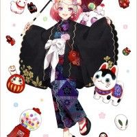#Fille #Kimono #Ombrelle #Daruma #LuckyCat #Kokeshi #Japon #Dessin hakusai #Manga