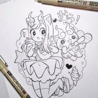 #LoveLive Yokai Watch #Dessin SarahDandh #Feutre calibré #PigmaMicron #Manga #Encrage