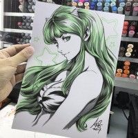 #Lamu Urusei Yatsura #Dessin #Fanart #Artgerm #FeutreàAlcool #Copic #Manga