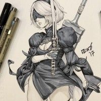 #Nierautomata #Dessin #Dcwj #PigmaMicron #JeuVideo #Encrage