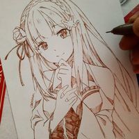 #ReZero #Emilia #Dessin aridonall #Feutre calibré #CopicMultiliner #Encrage #Anime #Manga