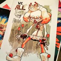 #Halloween #Splatoon en clown #Ça #Pennywise #Grippesou #Dessin #Fanart Krooked_Glasses #JeuxVideo