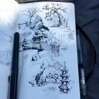 #Jardins japonais #Dessin will murai #FudePen #PocketBrush