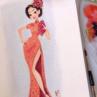 robe chinoise #Dessin lianahee #Gouache #Mode