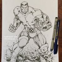 #Xmen #Colossus #Dessin Todd Nauck #PigmaMicron #Liner brush zebra #Papier #Aquarelle #Strathmore #Comic #Encrage