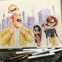 Les #Indestructibles #Dessin alejandro hernandez #FeutreàAlcool #CopicSketch #Colorisation #Anime #Animation