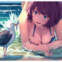 #fille #maillot #bain #plage #vacance dessin しいな