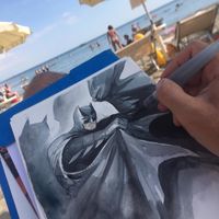 #Batman #Dessin #EnricoMarini #Aquarelle #PinceauàRéserve #Comic #TechniqueàEau #DcComics