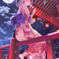 #Dessin #Fille #Kimono #Mochi #Lune - Artist : Mana Kakkowarai - Twitter :@Mana_Wara #Manga