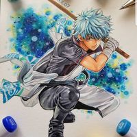 #Dessin #Fanart #Gintama au #Feutre #Copic - Artist : yui - Twitter : @yui_s_o7 #Manga