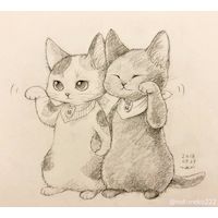 #Dessin #Chat - Artiste : のこねこ - Twitter : @nokoneko222 #Animaux