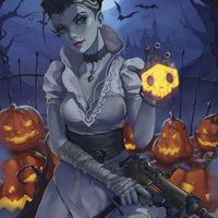 #Dessin #Overwatch #Sombra #Halloween #Citrouille - artiste : nibelart - Twitter : @nibelart #Fête