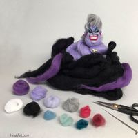 #Ursula #Disney #laine cardée #feutre #loisirs #création - artiste : ヒナリ 羊毛フェルト猫 - twitter : @hinalifelt