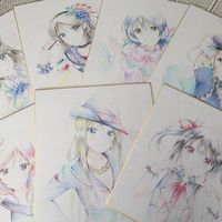Dessin sur #Shikishi #Fille #Manga #CrayonDeCouleur - Artiste : 紫乃 - Twitter : @shinorin930 #DessinSurShikishi #Anime