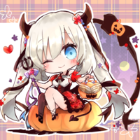 #Dessin #Fille #Halloween #Citrouille #Kawaii #Chibi - Artiste : 塩葛餅 - Twitter : @kzmch_823 #Manga