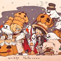 #Dessin #OnePiece #Halloween - Artiste : さんしょく団子  - Twitter : @mtzk_rn #Manga #Fête