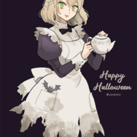 #Dessin #Halloween #Fille #Maid - Artiste : うめいも - Twitter : @umeimo3 #Manga