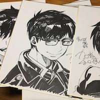 #Dessin sur #Shikishi #BlueExorcist par la #Mangaka Kazue Katoh - Twitter : @katohhhhhh #Kazue/KatoKazueKatô