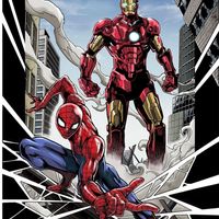 dessin Spider-Man et Iron-Man dans Secret Reverse par Kazuki Takahashi le mangaka de Yu-Gi-Oh!