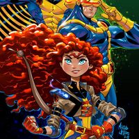 Princesse Disney Rebelle Merida X-Men Cyclope Banshee dessin Marcus William comic